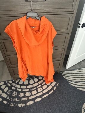bryn Walker Sleeveless Hooded Tunic in Bright Orange